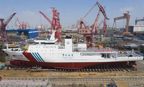 我國(guó)深遠(yuǎn)海大型專業(yè)海道測(cè)量船 海巡08 輪下水